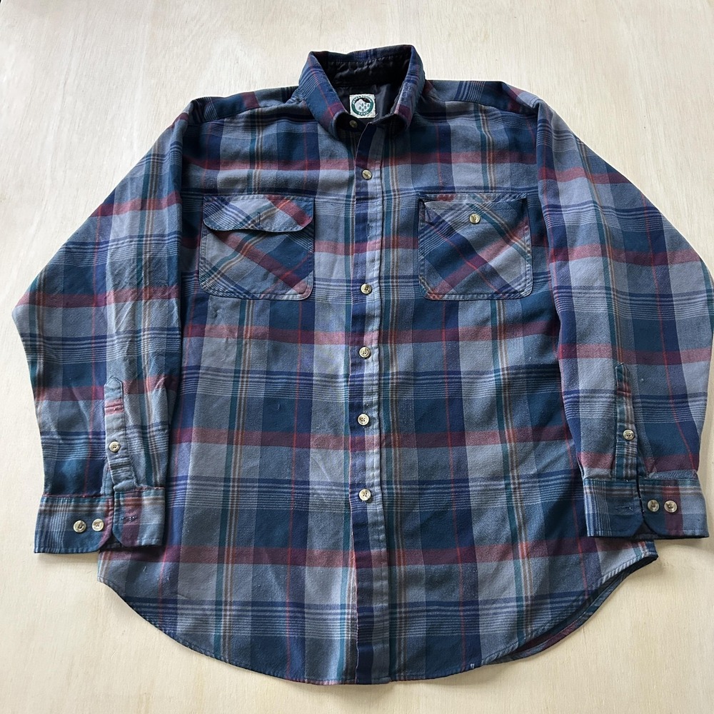 Vintage Appalachian Trail Flannel Mens XL Plaid Lined Button Up Workwear Shirt